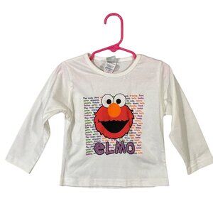 Toddler Girls Sesame Street Elmo Long-Sleeve White Shirt 2T NWT